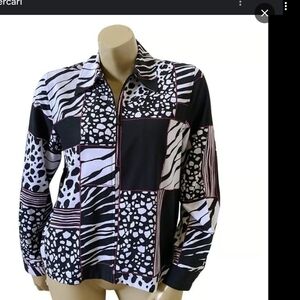 Alfred‎ Dunner Black and White Graphic Button Down Blouse